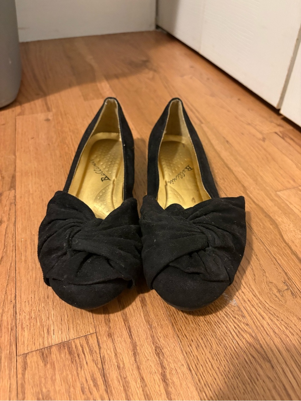 Black suede ballet flats